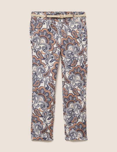 Pantalon coupe chino en lin marron femme