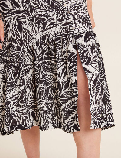 Jupe longue évasée satin noir femme