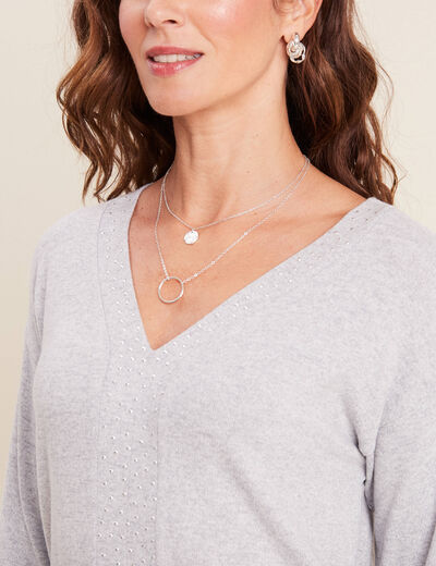 T-shirt manches longues gris clair femme
