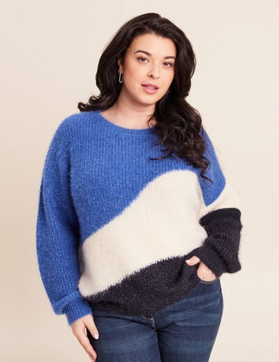 Pull col rond manches longues ecru femme