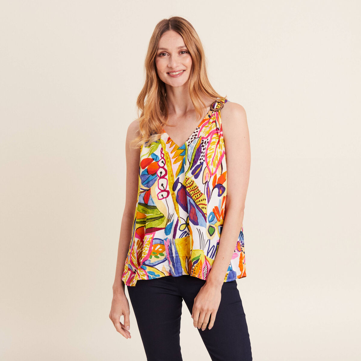 Blouse sans manches multicolore femme
