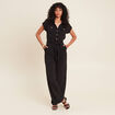 Combinaison pantalon ceintur&eacute;e noir femme