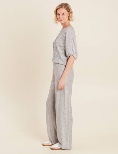 Pantalon flou métallisé gris argent femme