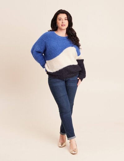 Pull col rond manches longues ecru femme