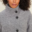 Manteau doubl&eacute; col montant gris clair femme
