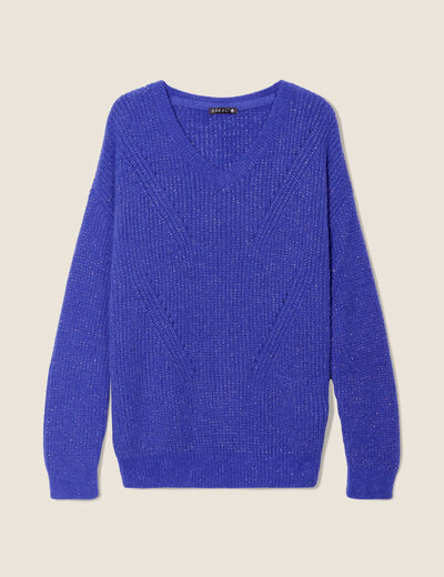 Pull manches longues bleu violet femme