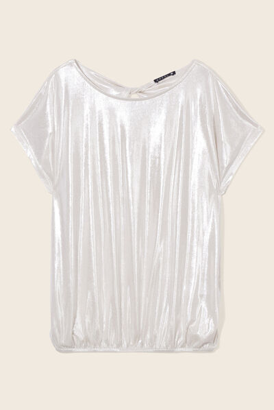 T-shirt manches courtes beige femme