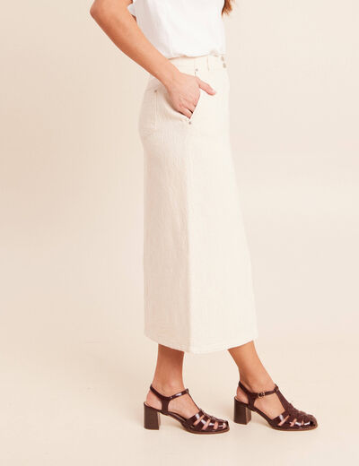 Jupe en coton taille standard ivoire femme