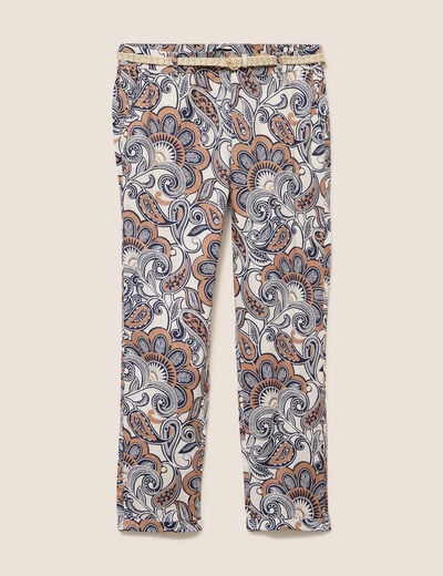 Pantalon coupe chino en lin marron femme