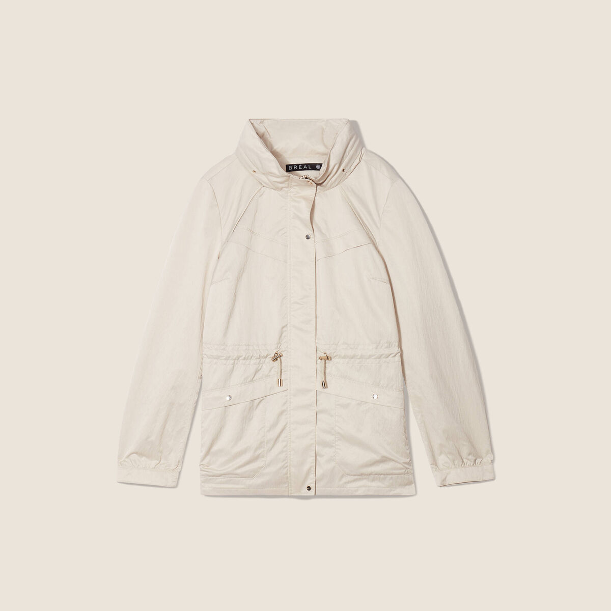 Parka déperlante cintrée lien à coulisse sable femme