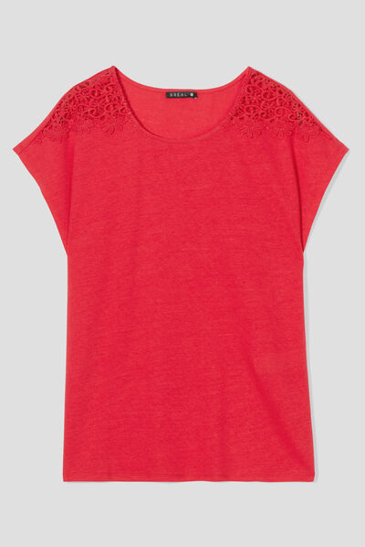 T-shirt manches courtes rouge femme