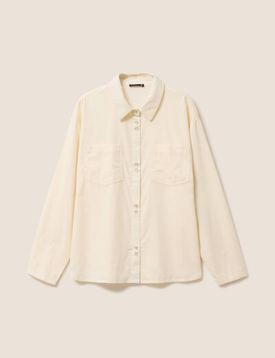 Chemise ample en velours milleraie ecru femme