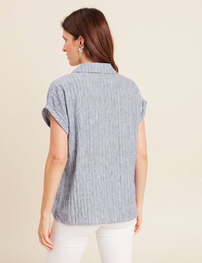Blouse manches courtes fluide bleu femme