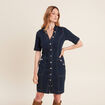 Robe droite en jean denim brut femme