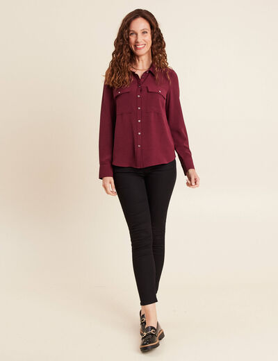 Chemise manches longues bordeaux femme
