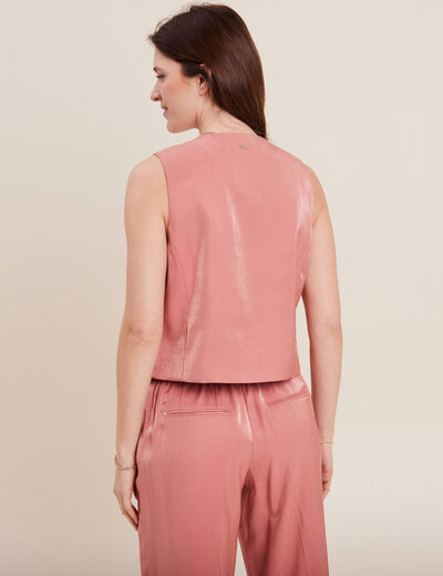 Gilet esprit barman sans manches terracotta femme