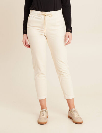 Pantalon jogging velours ivoire femme