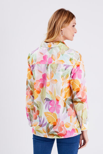 Chemise manches longues blanc femme