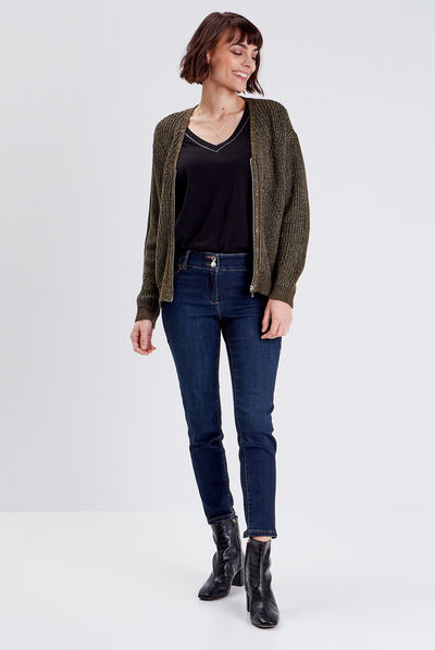 Pull manches longues vert kaki femme