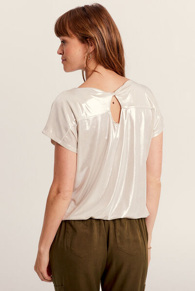 T-shirt manches courtes beige femme