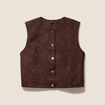 Veste sans manches doubl&eacute;e marron fonc&eacute; femme