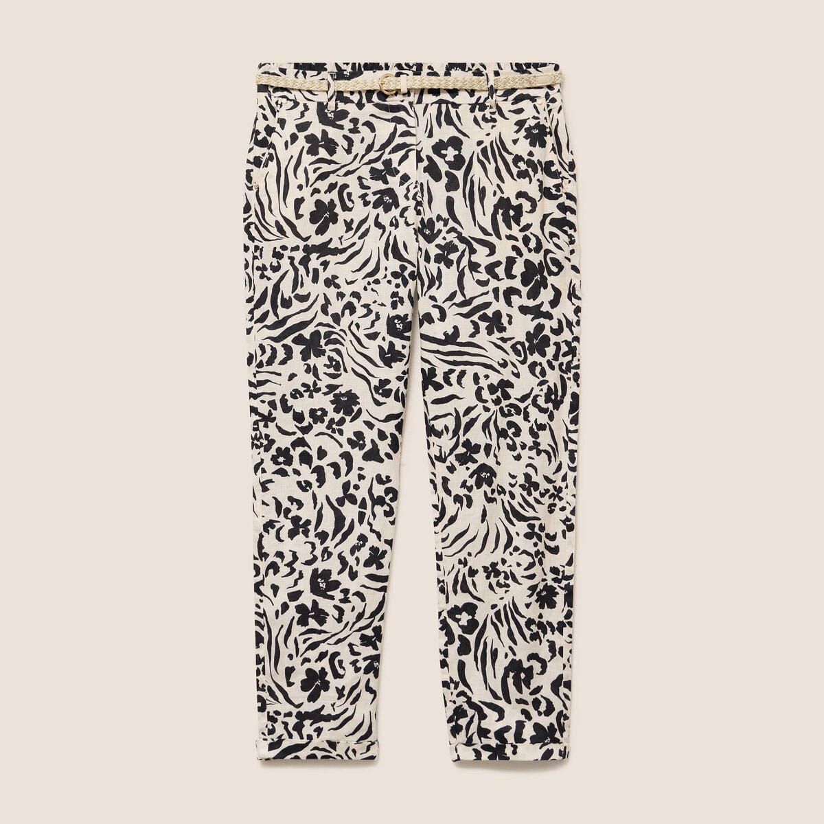 Pantalon coupe chino en lin blanc femme