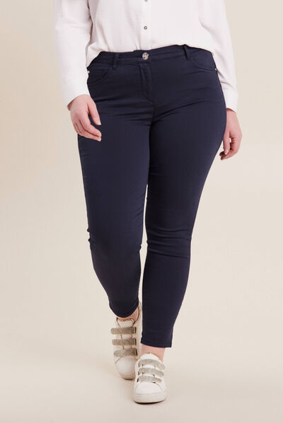 Pantalon léger taille standard 7/8ème bleu marine femme