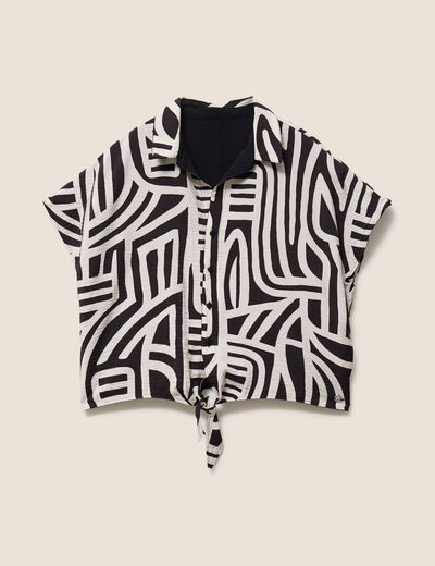 Chemise r&eacute;versible ample manches courtes noir femme