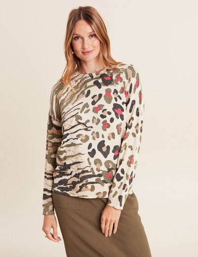 Pull manches longues vert kaki femme