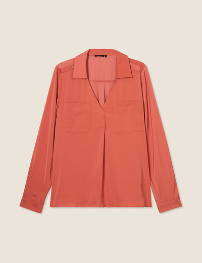 Blouse manches longues satin vieux rose femme