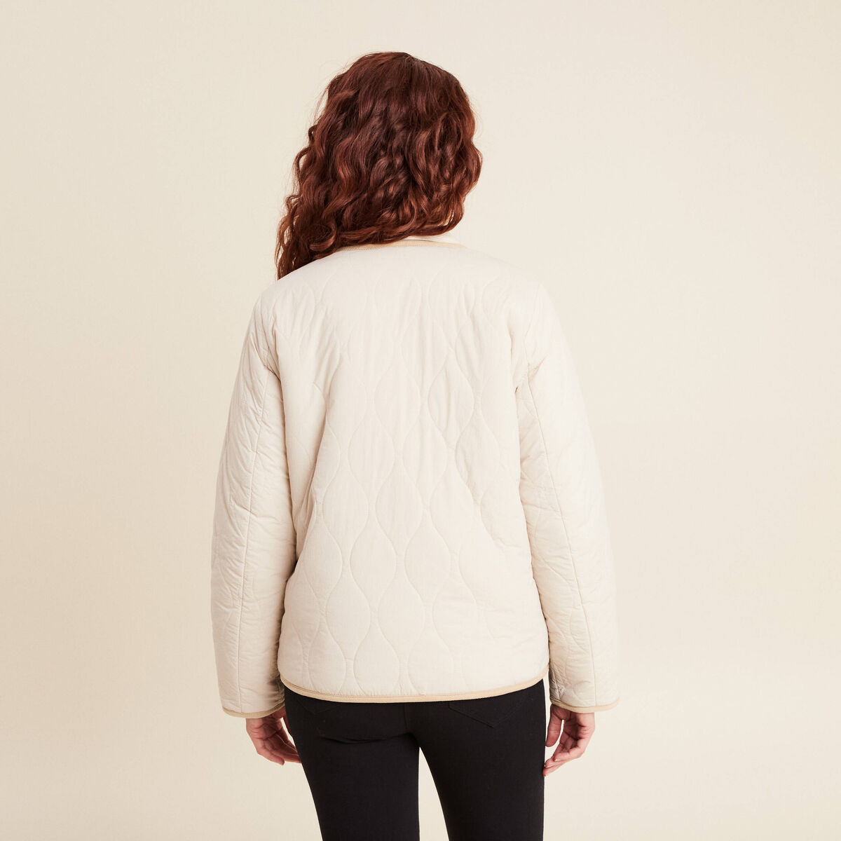Doudoune boutonnée doublée sable femme