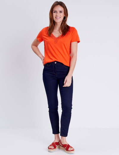 T-shirt manches courtes orange femme