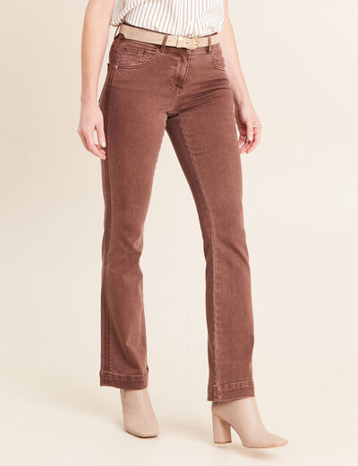 Jean bootcut taille bascul&eacute;e marron femme