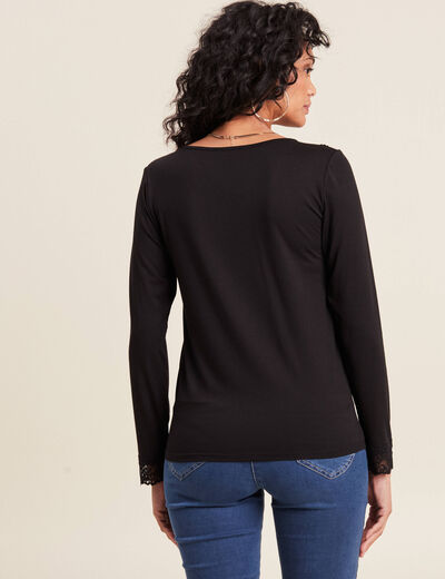 T-shirt thermo-douceur manches longues noir femme