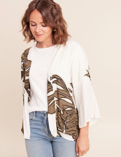 Veste esprit kimono vert kaki femme