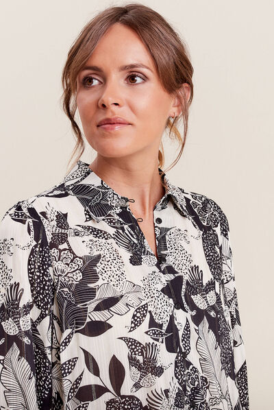 Chemise manches longues bleu foncé femme