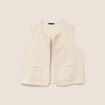 Gilet sans manches bouclette poches ecru femme