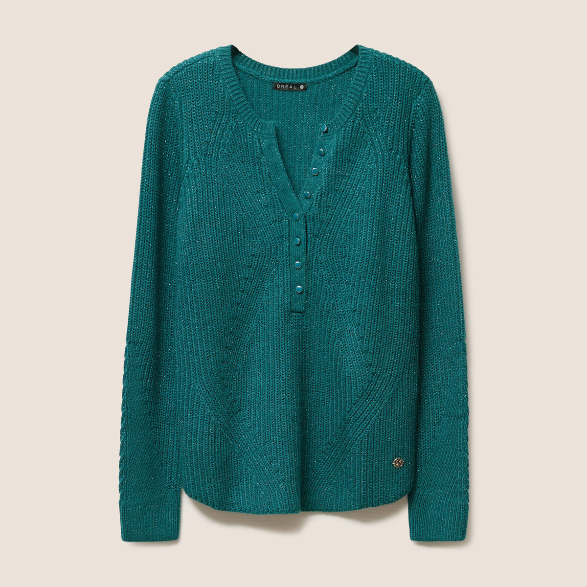 Pull manches longues vert fonc&eacute; femme