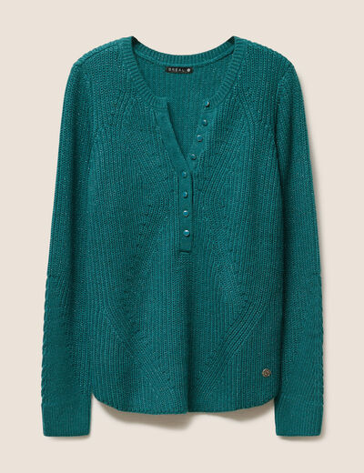 Pull manches longues vert foncé femme