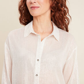 Chemise manches longues irisée blanc femme