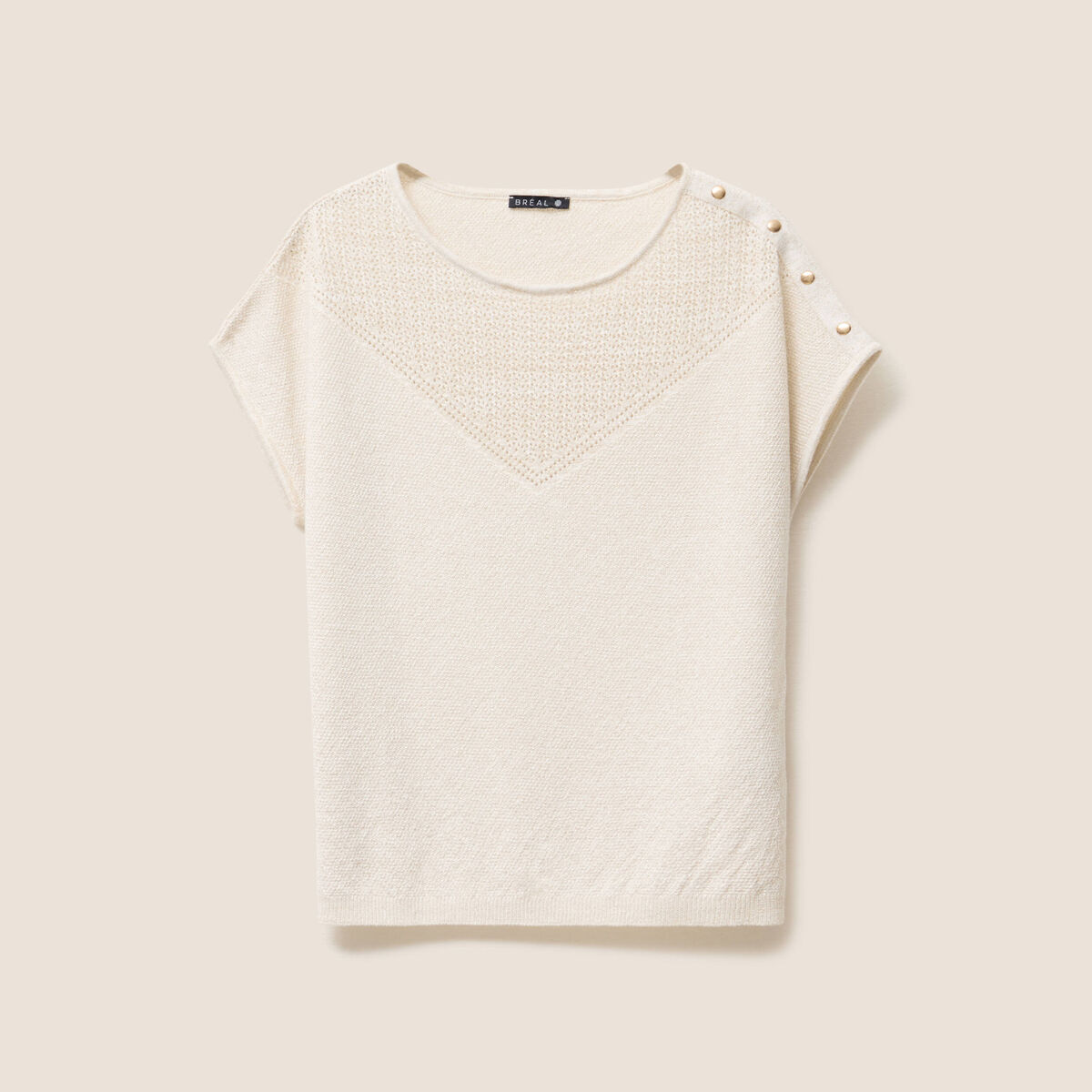 Pull manches courtes ecru femme