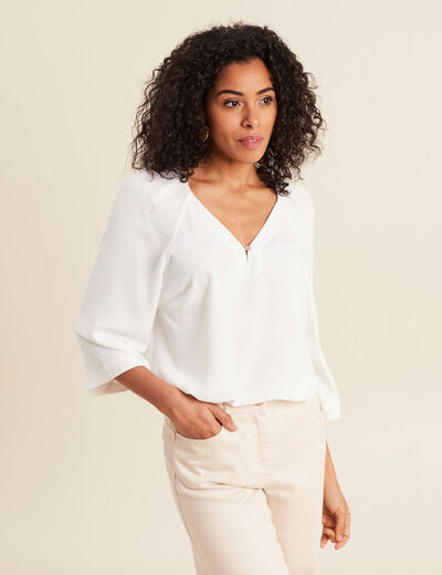 Blouse manches 3/4 ecru femme