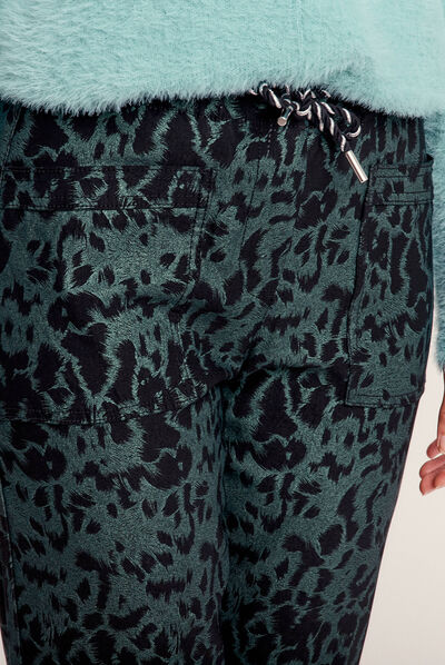 Pantalon décontracté vert kaki femme