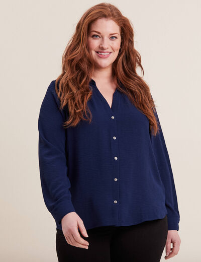Chemise à manches longues bleu marine femme