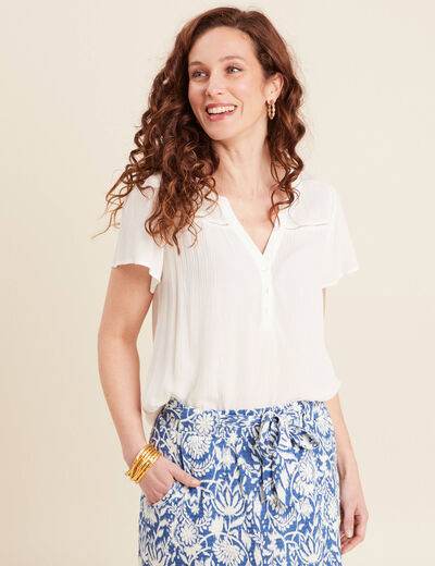 Blouse manches courtes ecru femme