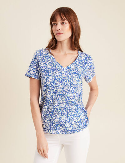 T-shirt manches courtes bleu femme