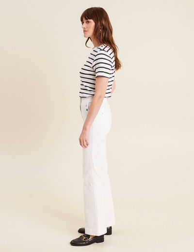 Pantalon coupe bootcut &agrave; pont blanc femme