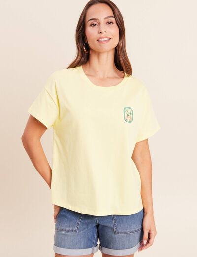 T-shirt droit manches courtes multicolore femme