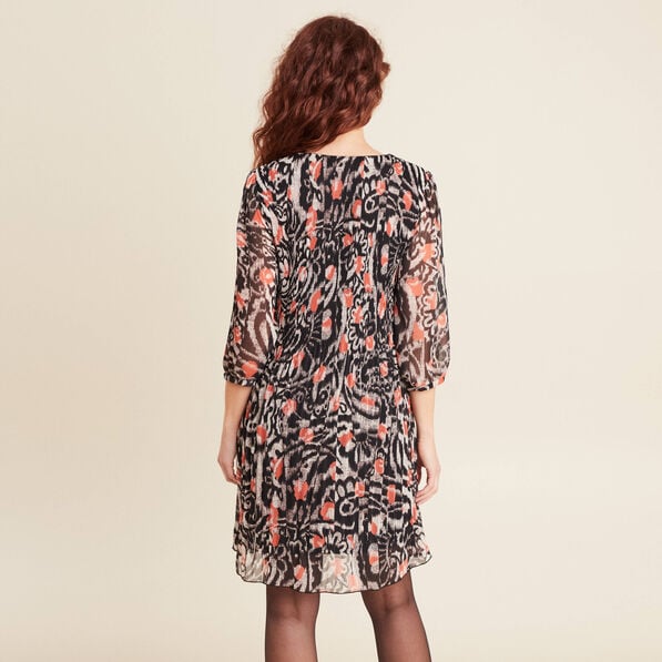 robe evasee plissee orange femme Robe évasée plissée orange femme