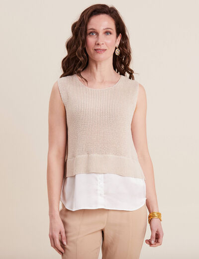 Pull sans manches 2-en-1 ivoire femme
